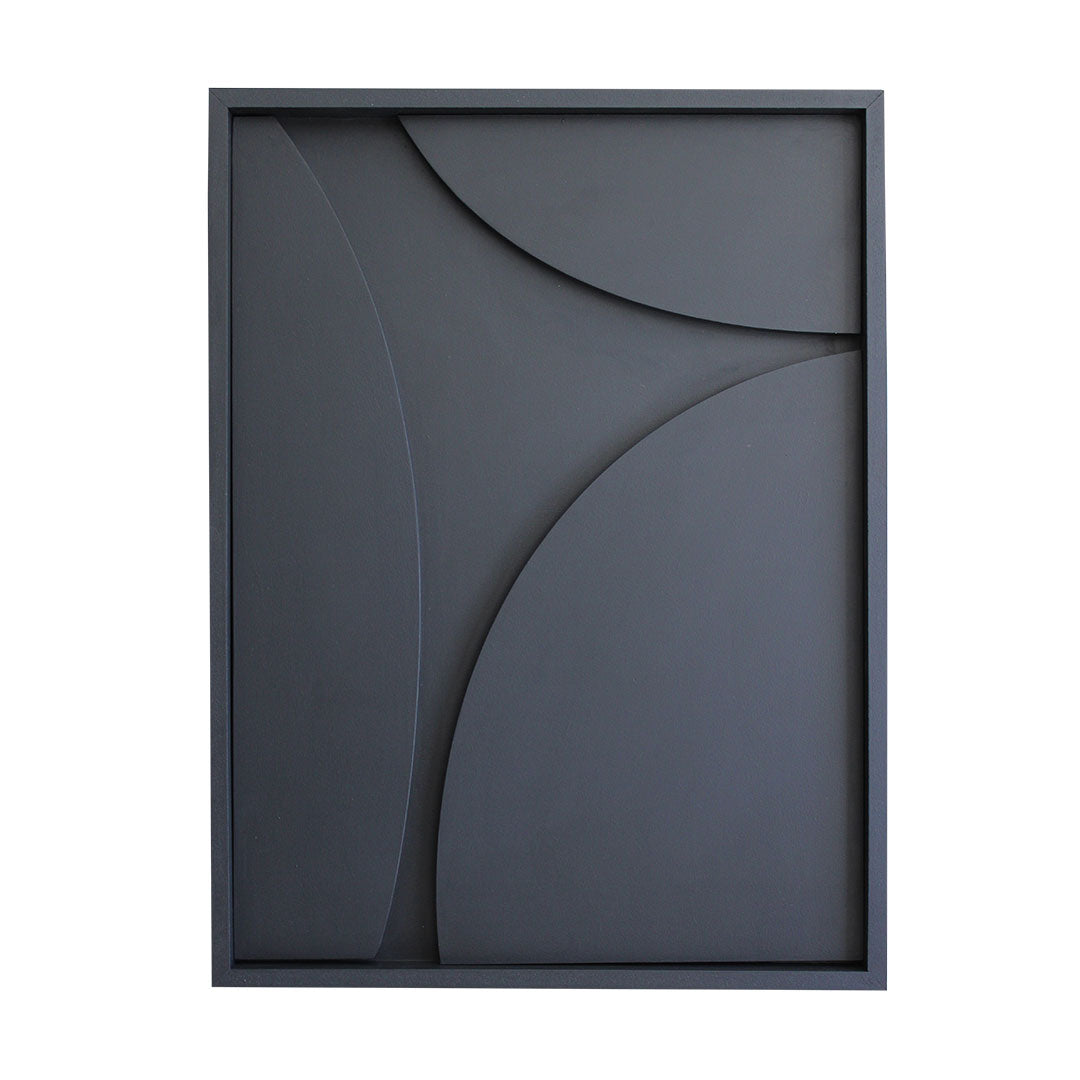 Handcrafted black abstract textured wall art measuring 850mm x 650mm x 40mm, designed to elevate modern interiors