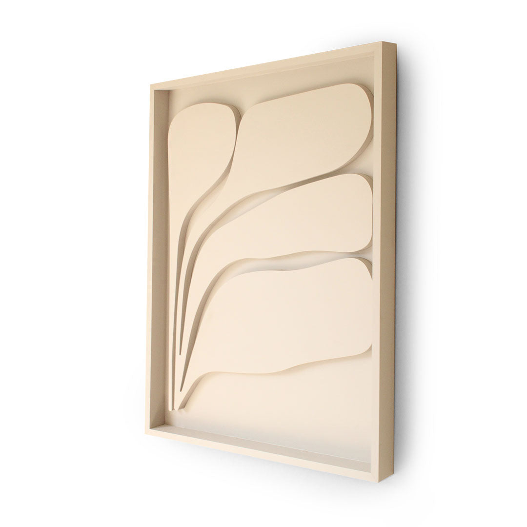 Minimalist wood wall relief art featuring fluid lines and organic shapes, handcrafted in South Africa