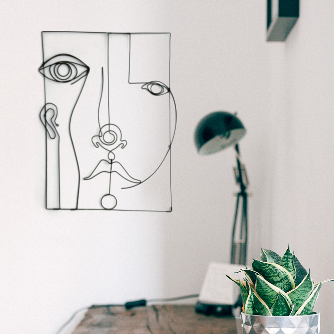 abstract lines bent one line art for home office wall hung in black